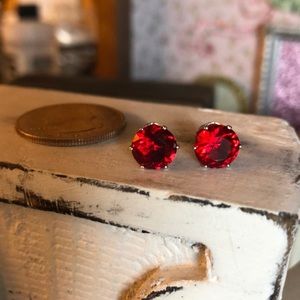 Red Ruby Rhinestone Earrings